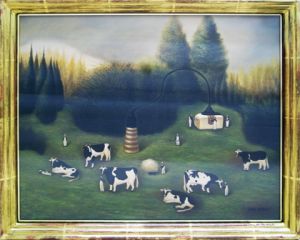 落田洋子油彩画額「見知らぬ訪問者」 / 落田洋子