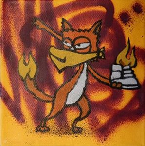 MauMauステンシルスプレーペイントキャンパス「Riot Fox eith Background」-Yellow-／MauMau マウマウ（／)のサムネール