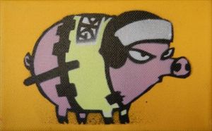 MauMauステンシルスプレーキャンパス「Mini Pig1」-Yellow-／MauMau　マウマウ（／)のサムネール