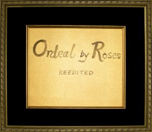 「Ordeal by Roses REEDITED」／三島由紀夫（Handwritten title letter for 