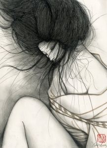 成田朱希 肉筆画〈本胡淫ら草紙〉（山口椿氏作） / 成田朱希